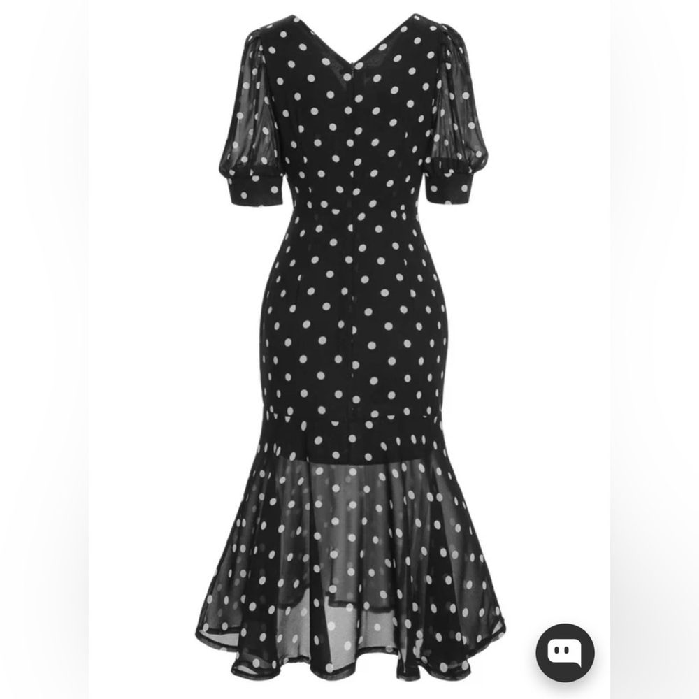 NWT! Retro Stage Black 1930’s Polka Dot Mermaid Dress. Size M - Picture 3 of 9